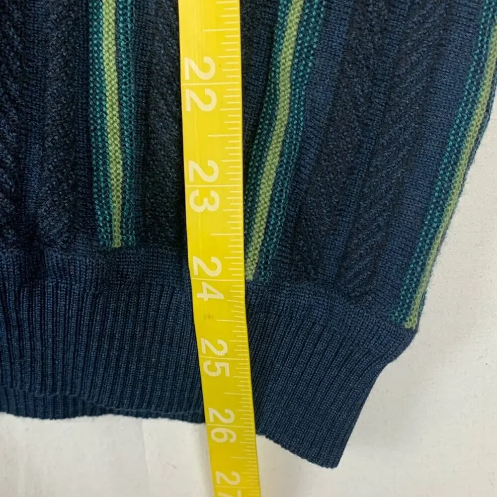 St Croix Men's large wool vintage Blue stripe Sweater flaw read